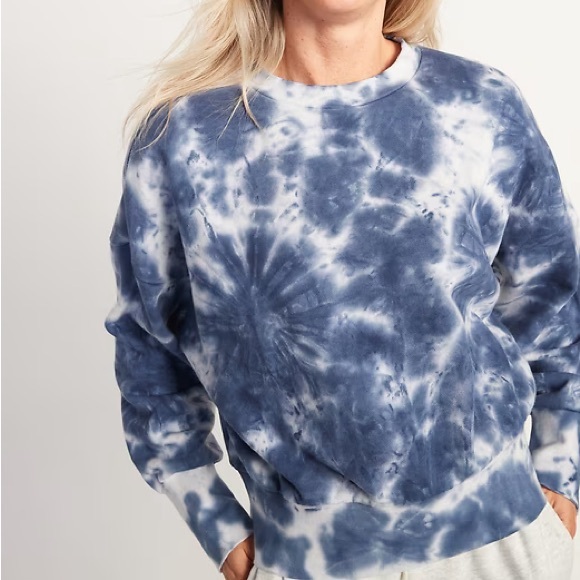 Old Navy Loose Tie-Dye Cropped Crew-Neck Sweatshirt - Picture 1 of 3